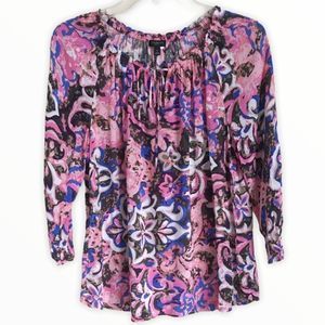 TALBOTS FLORAL PEASANT TOP SZ S